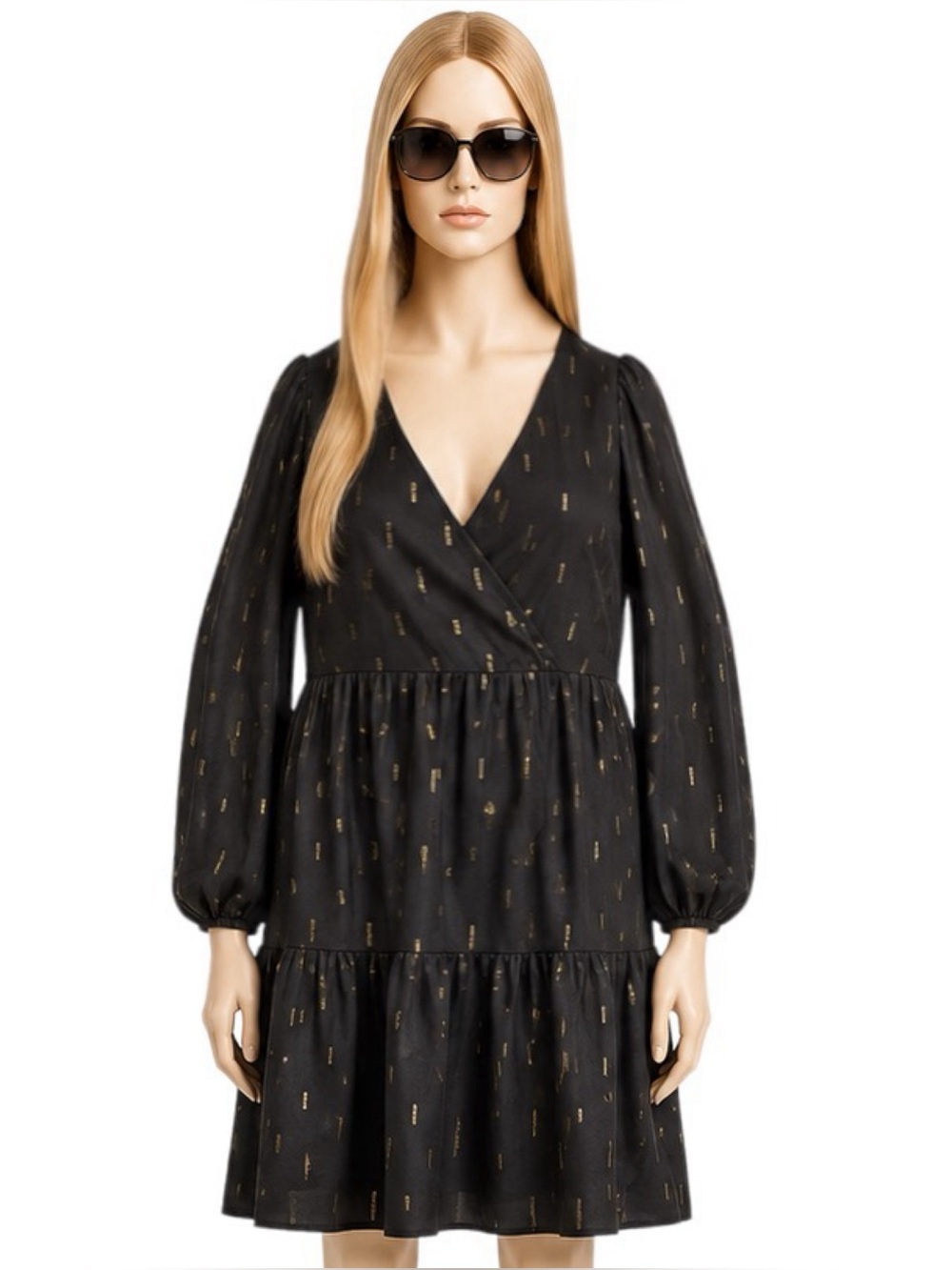 Madewell Metallic Jacquard Mini Dress Size L Tiered Faux Wrap Dark Romantic